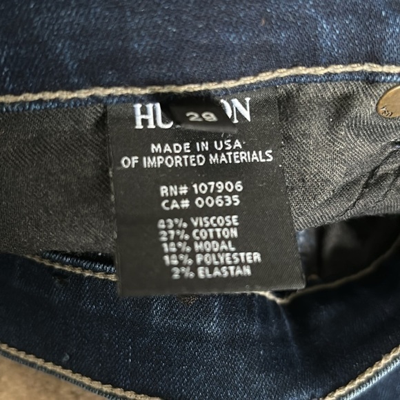 HUDSON Krista Crop Super Skinny Blue Raw Hem Jeans Size 29 - Picture 5 of 8